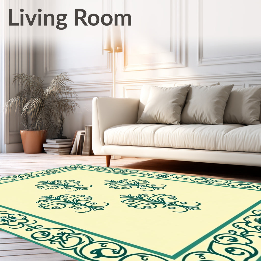 Ornate Floral Damask Pattern Rug