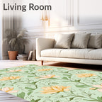 Ethereal Peach Floral Botanical Design Rug
