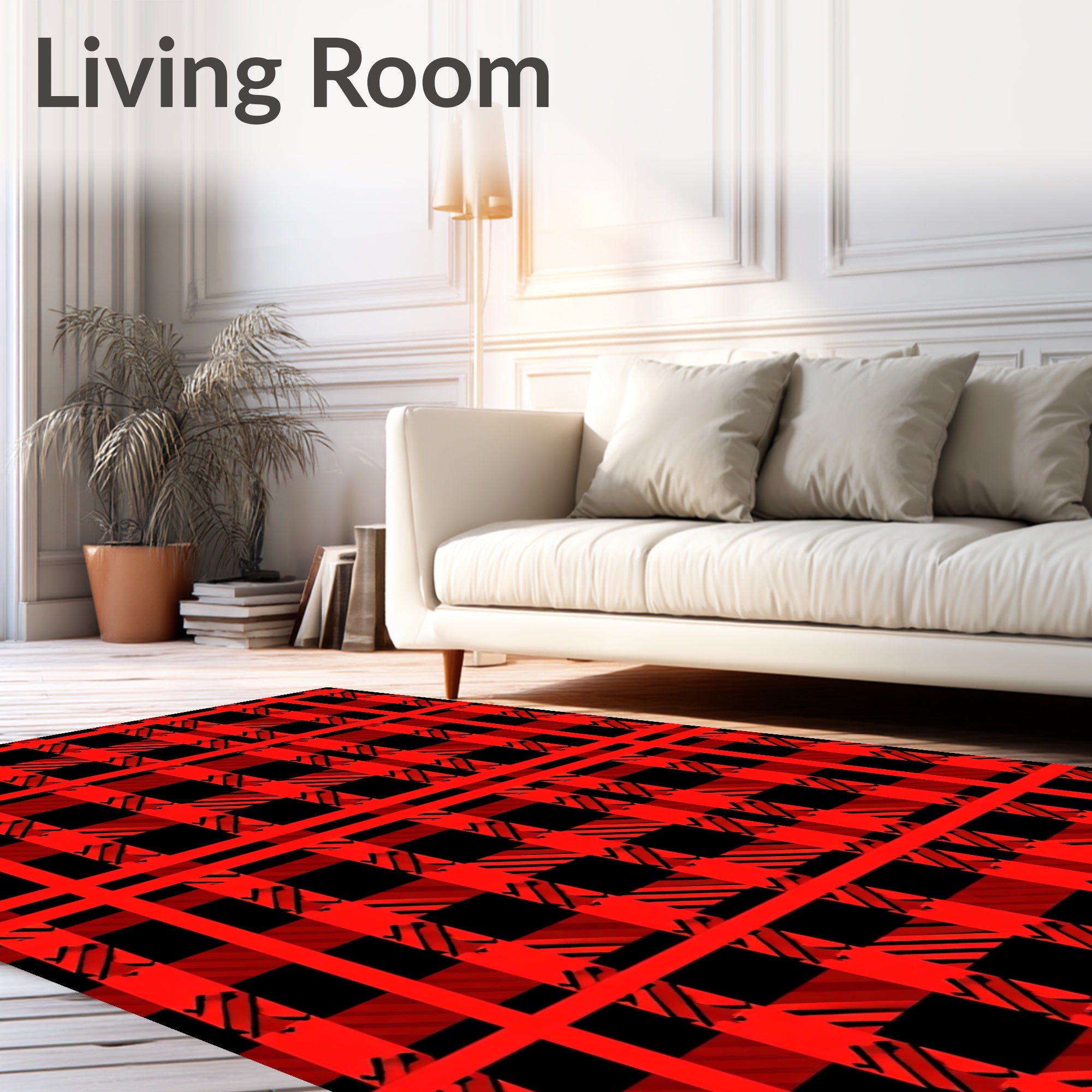 Red Plaid Pattern Rug