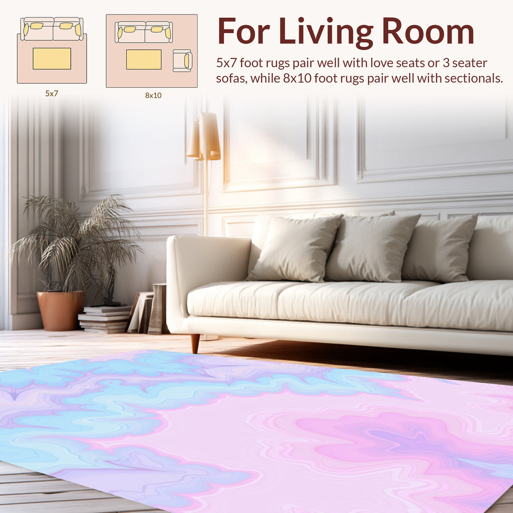 Pastel Swirling Layered Abstract Design Rug