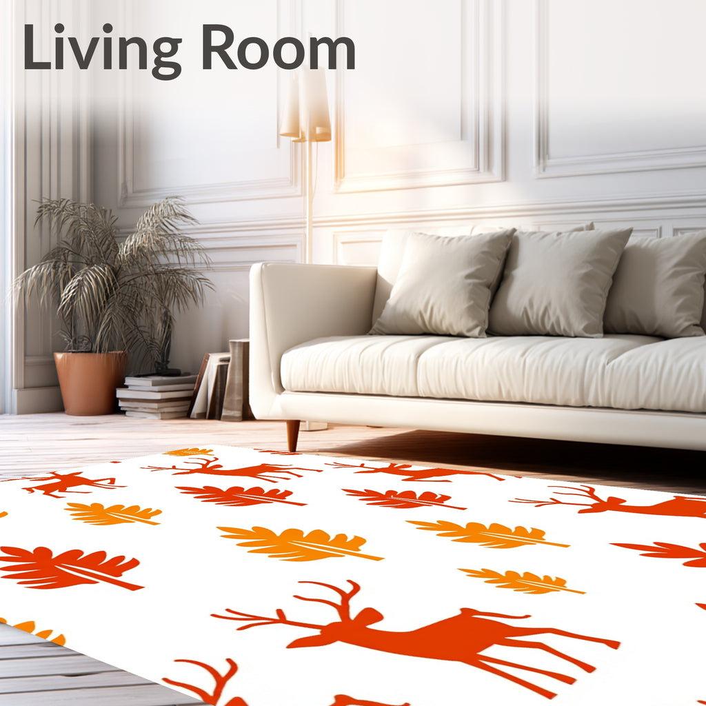 Autumn Deer Foliage Pattern Rug