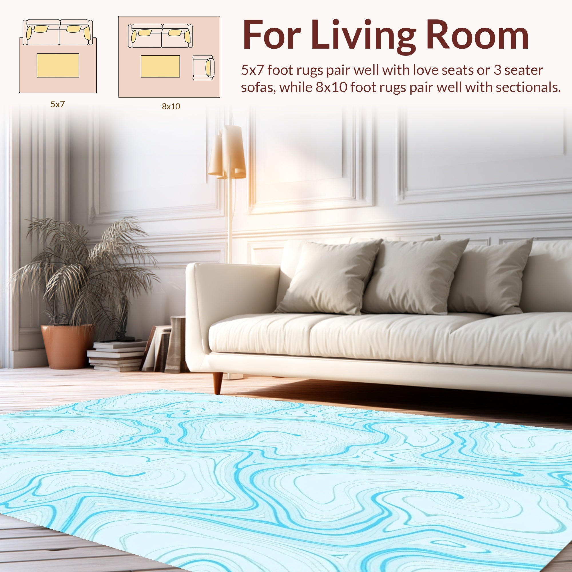 Cyan Water Swirl Pattern Rug