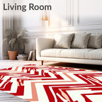 Bold Red Chevron Pattern Accents Rug