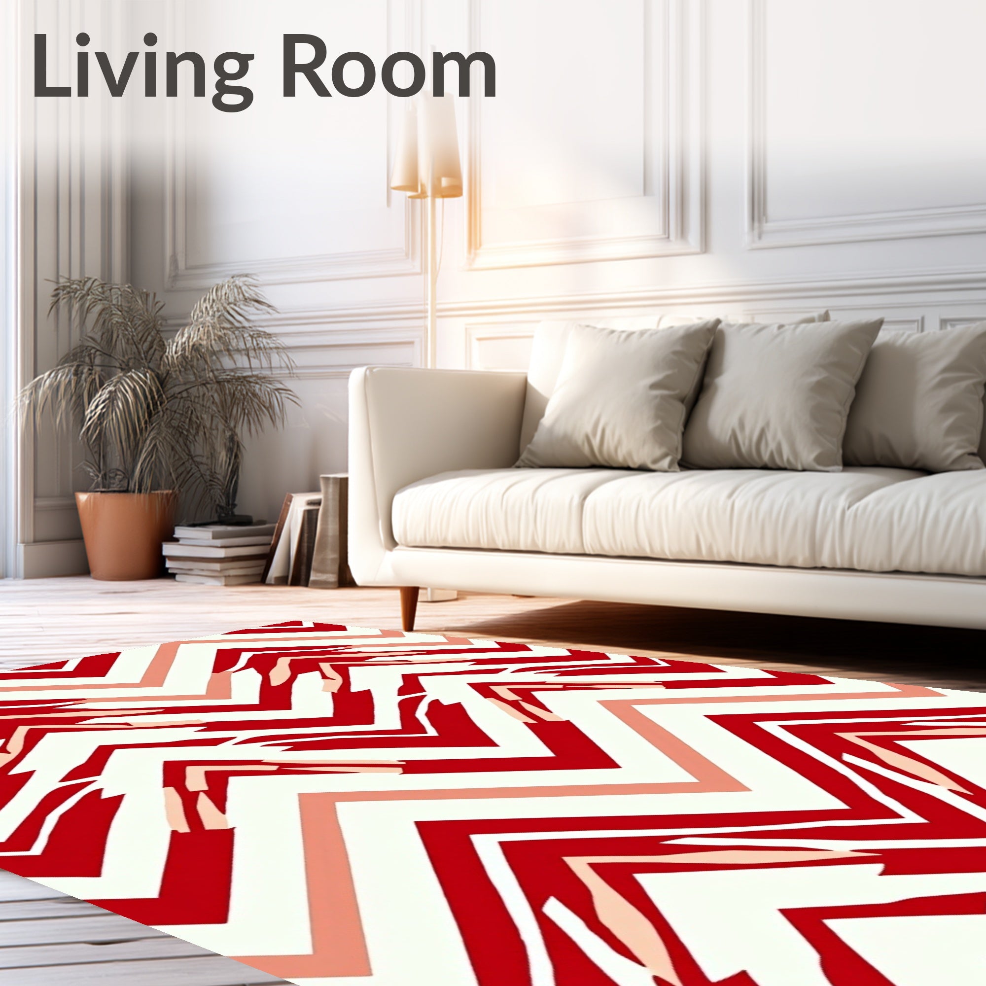 Bold Red Chevron Pattern Accents Rug