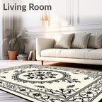Ornate Floral Crest Mandala Design Rug