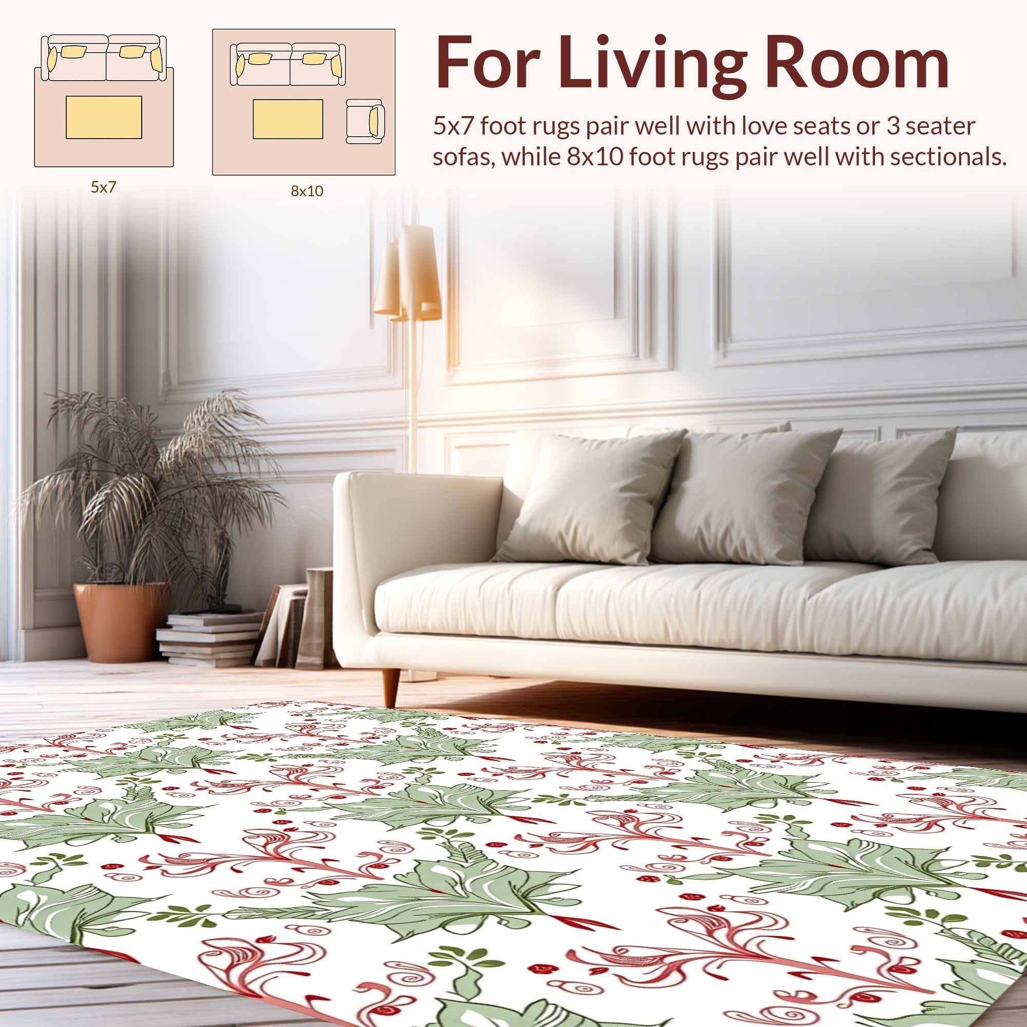 Art Nouveau Floral Bird Vine Pattern Rug