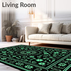 Mint Green Floral Vines Mandala Rug