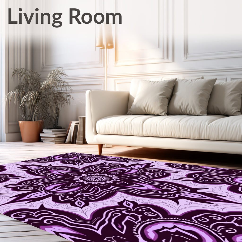 Deep Plum And Violet Mandala Style Rug