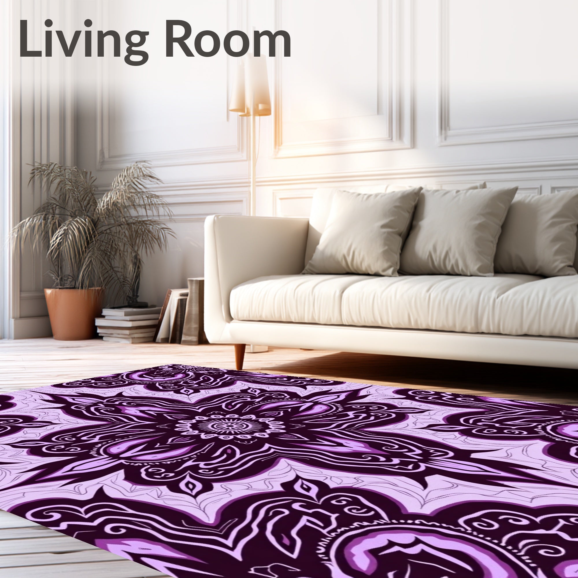 Deep Plum And Violet Mandala Style Rug