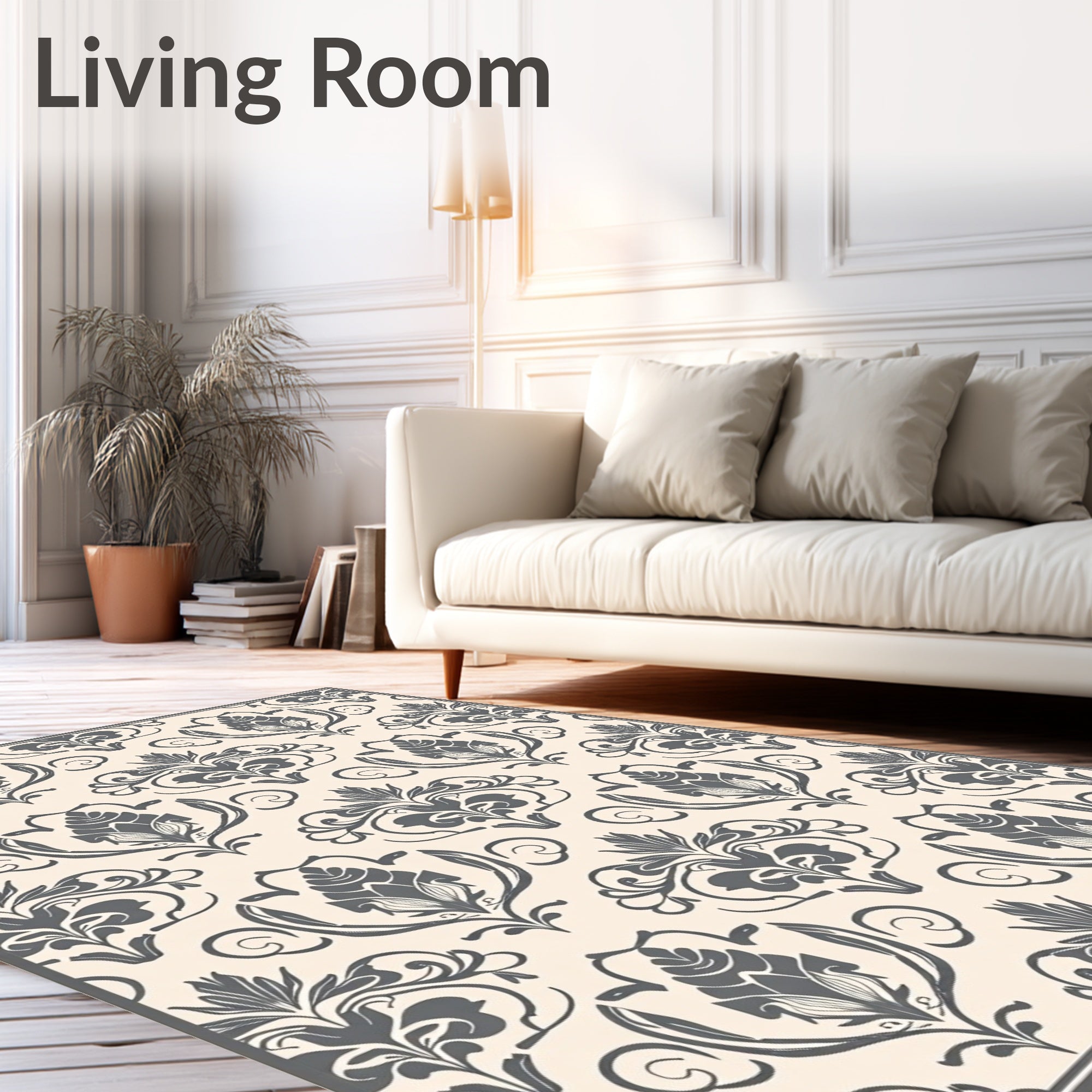 Damask Floral Swirl Vintage Pattern Rug