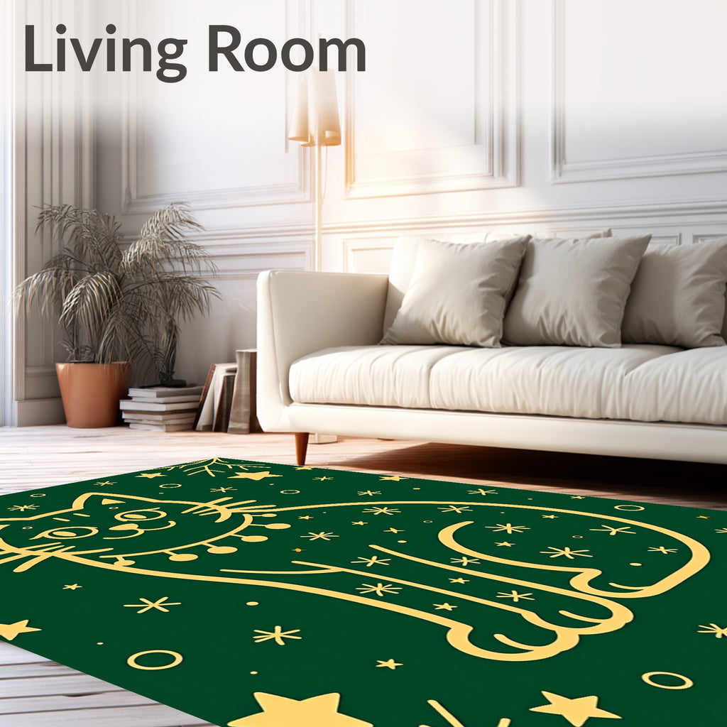Whimsical Cat Star Burst Pattern Rug