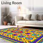 Vibrant Yellow Geometric Floral Pattern Rug