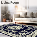 Ornate Floral Medallion Bordered Rug