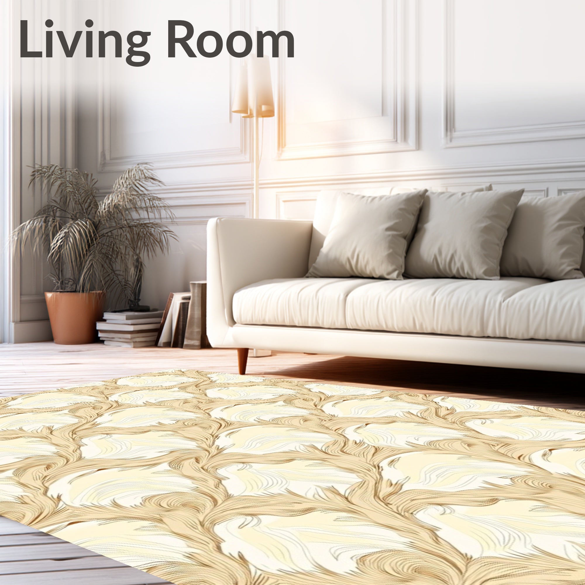 Golden Swirl Art Nouveau Pattern Rug
