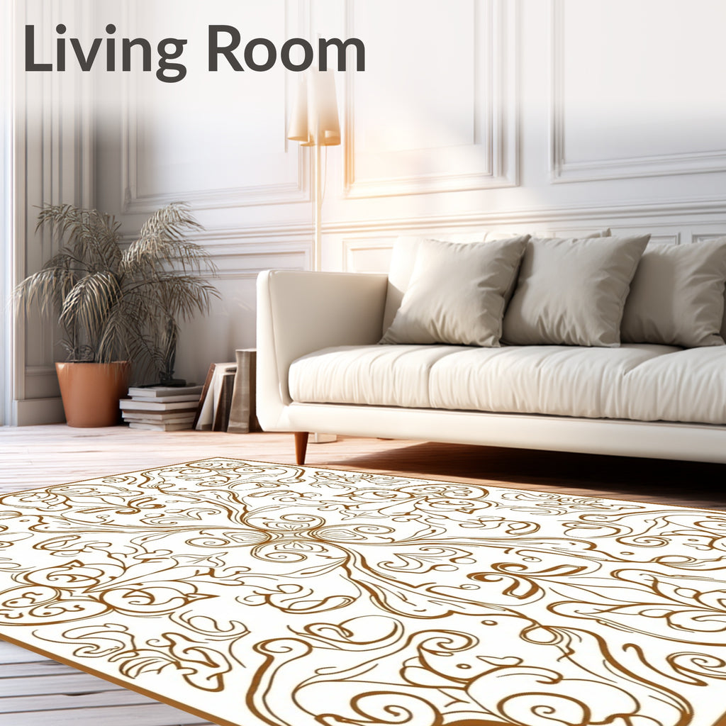 Intricate Brown Abstract Swirls Pattern Rug