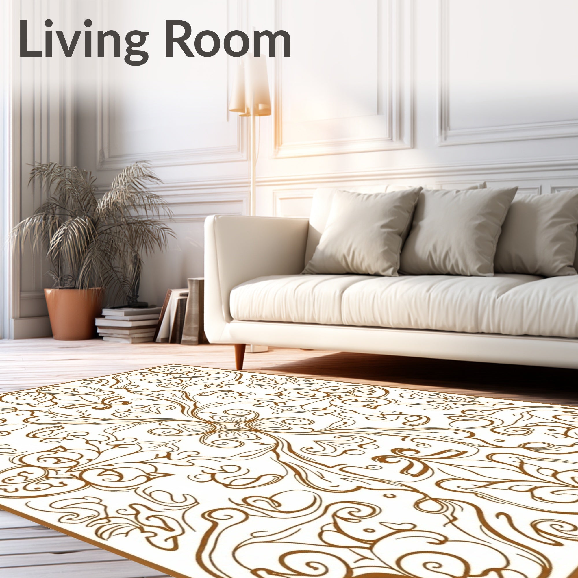 Intricate Brown Abstract Swirls Pattern Rug
