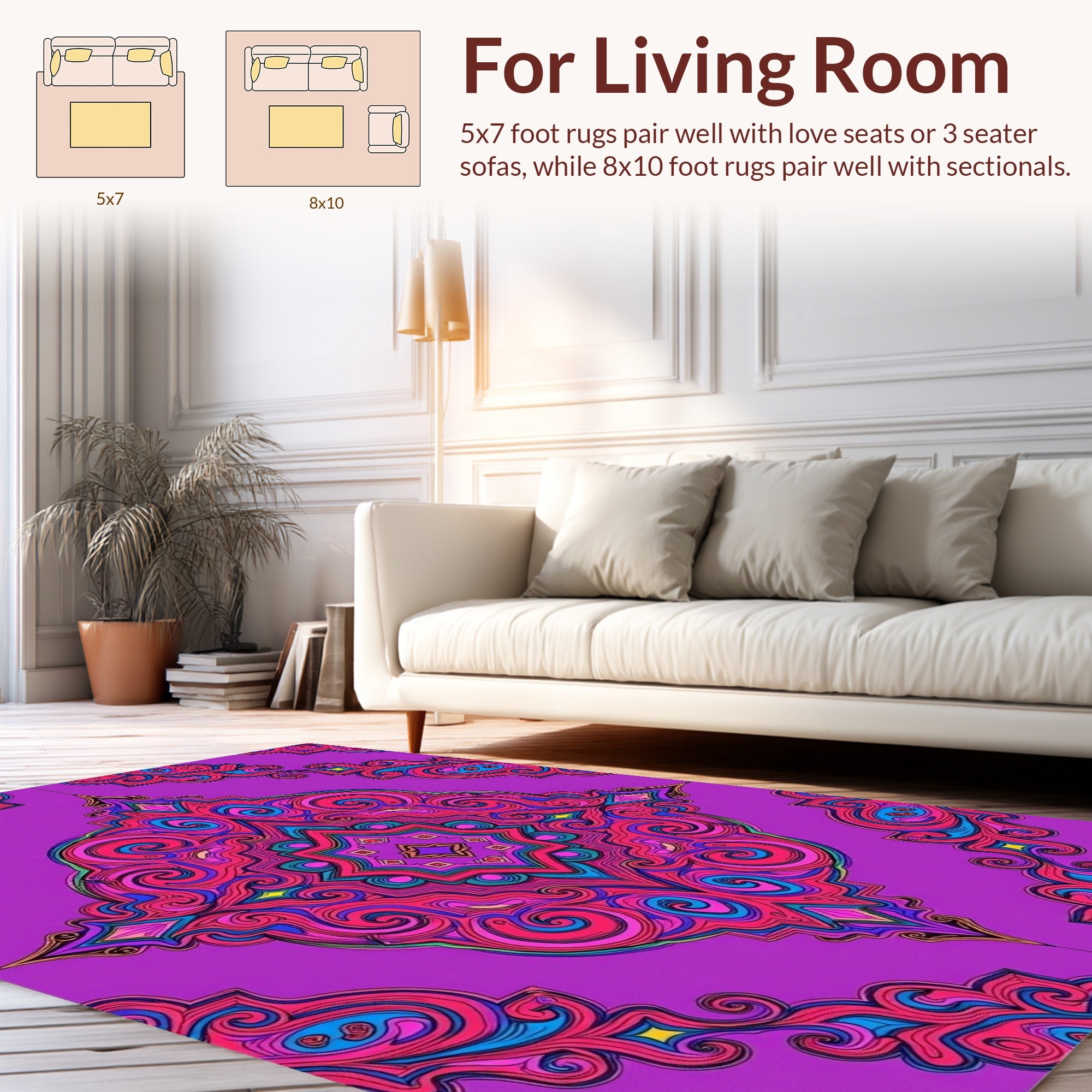 Vibrant Paisley Swirl Mandala Pattern Rug