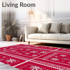 Red Snowflake Pattern Rug