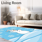 Blue Snowman Snowflake Wonder Rug