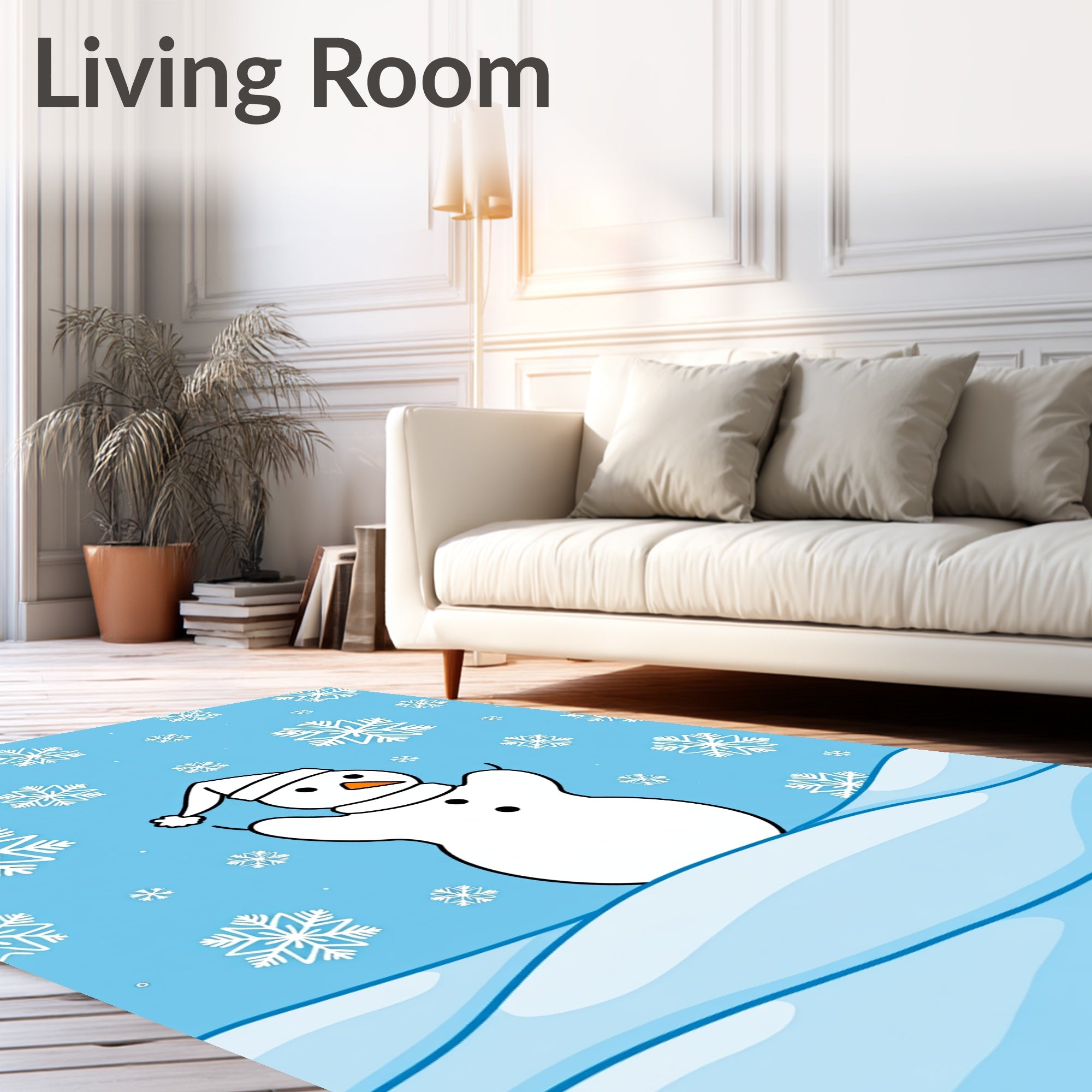 Blue Snowman Snowflake Wonder Rug