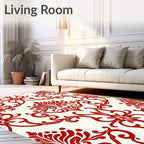 Classic Red Floral Damask Pattern Rug