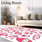 Pink Gnomes And Bottles Repeating Pattern Rug