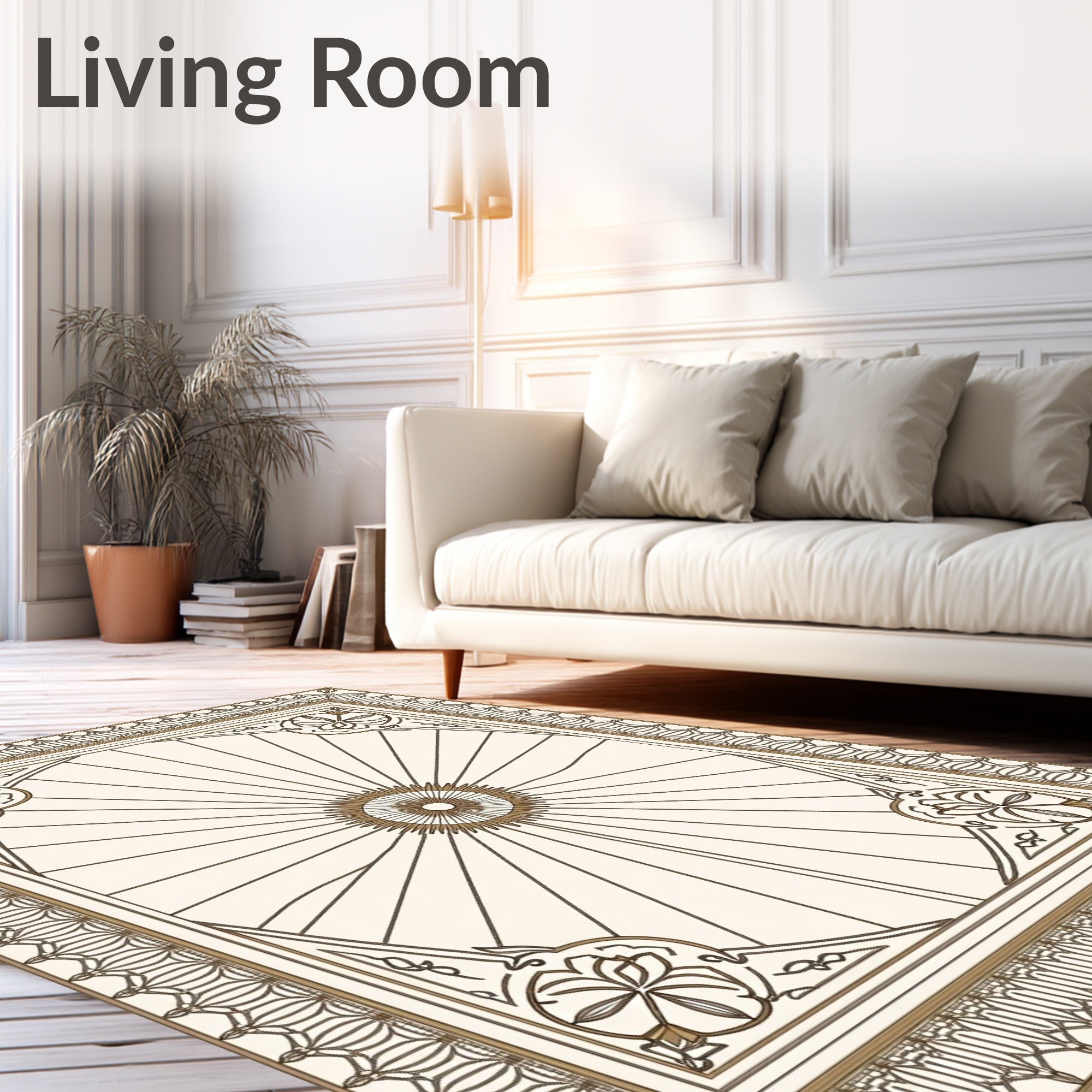 Radiant Sunburst Elegant Outline Rug