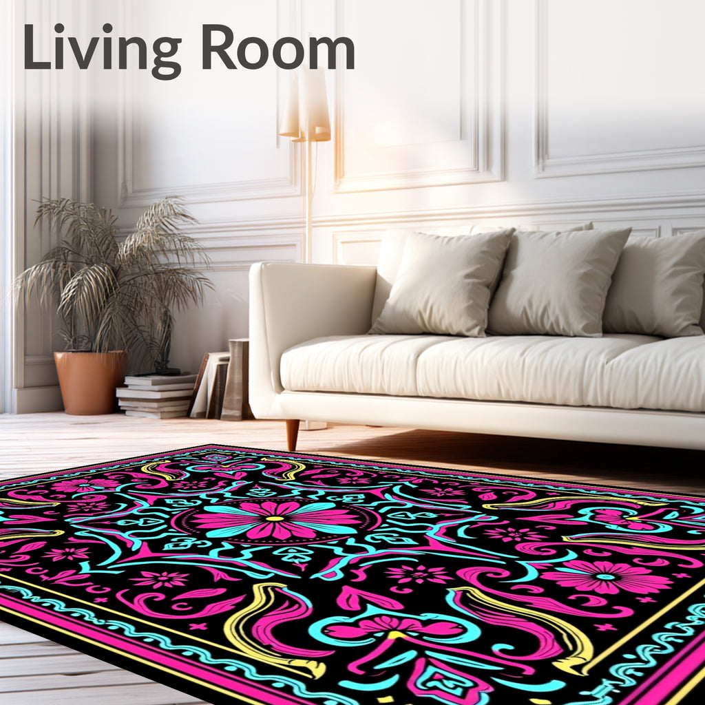 Vibrant Floral Mandala Pattern Rug