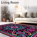 Vibrant Floral Mandala Pattern Rug