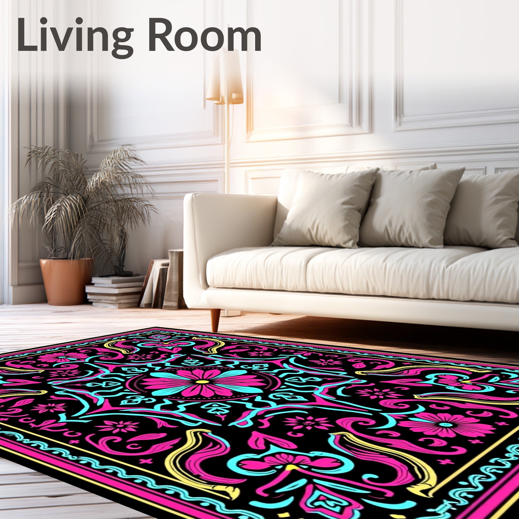 Vibrant Floral Mandala Pattern Rug