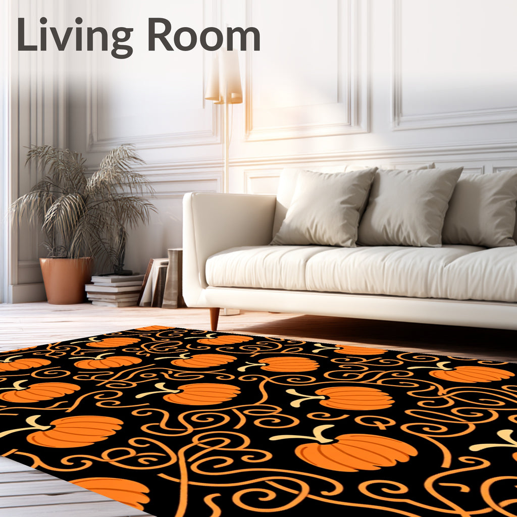 Autumn Harvest Pumpkin Swirl Pattern Rug
