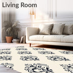Black Gray Scrollwork Classic Pattern Rug