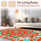 Ornate Teal White Mandala Design Rug