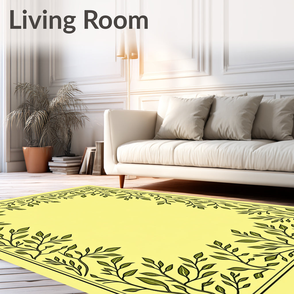 Green Leaf Vine Border Design Rug