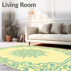 Mint Floral Scrollwork Pattern Rug