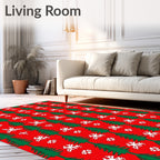 Red Green Tree Snowflake Pattern Rug
