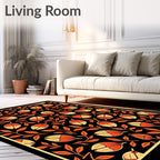 Orange Leaf and Bud Pattern Rug