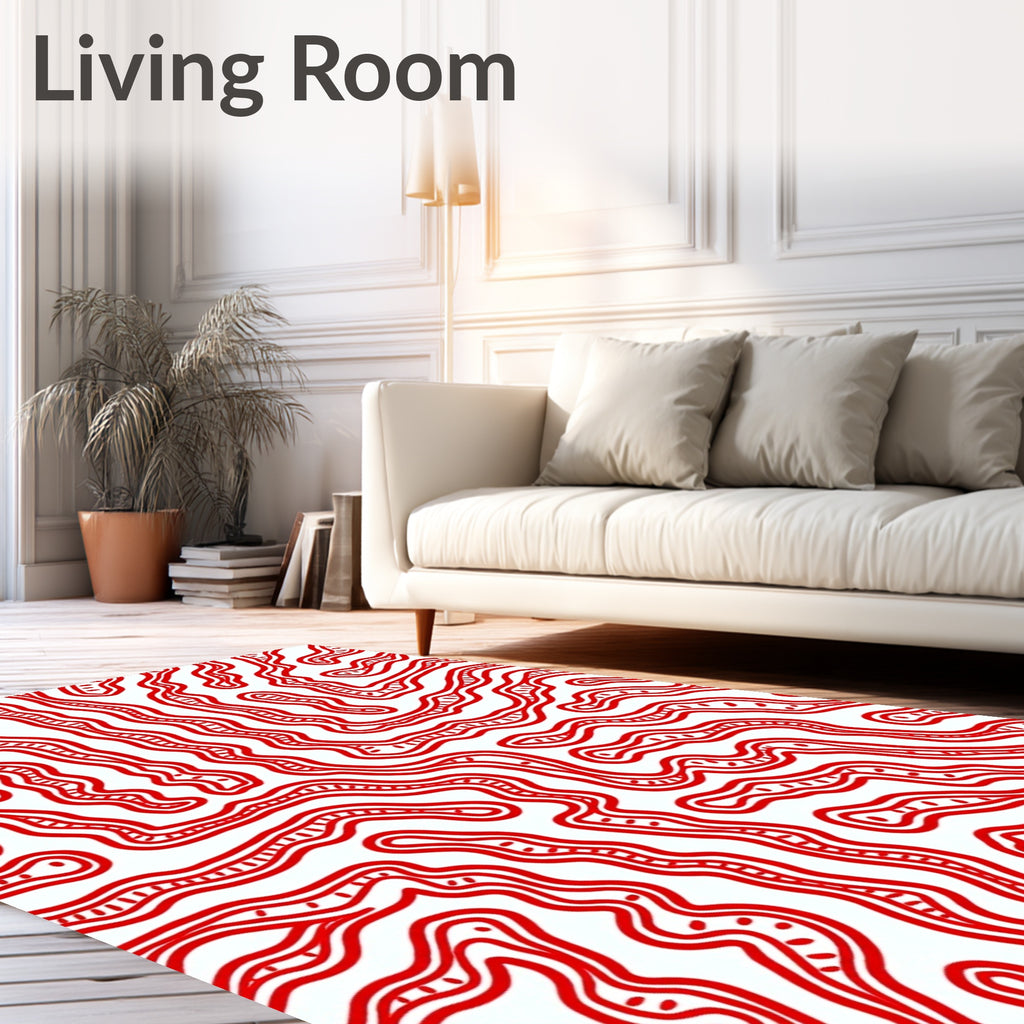 Bold Red Organic Wavy Lines Rug