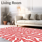 Bold Red Organic Wavy Lines Rug