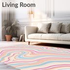 Wavy Light Stripes Abstract Rug