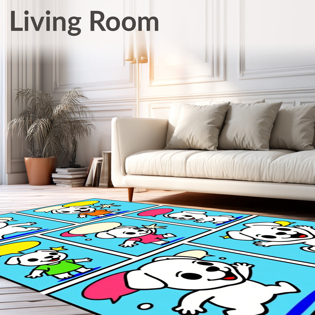 Cute Dog Comic Strip Design Rug