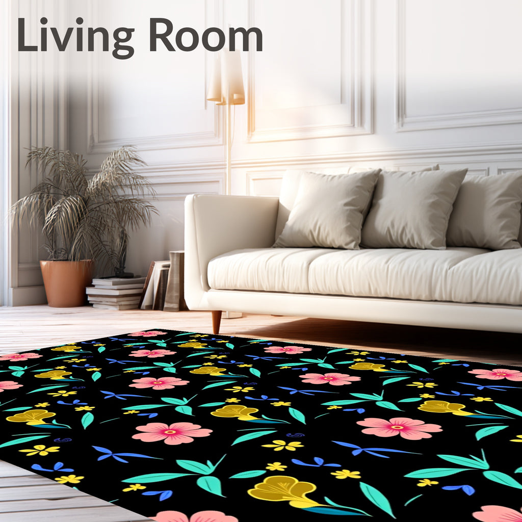 Vibrant Floral Tropical Pattern Rug