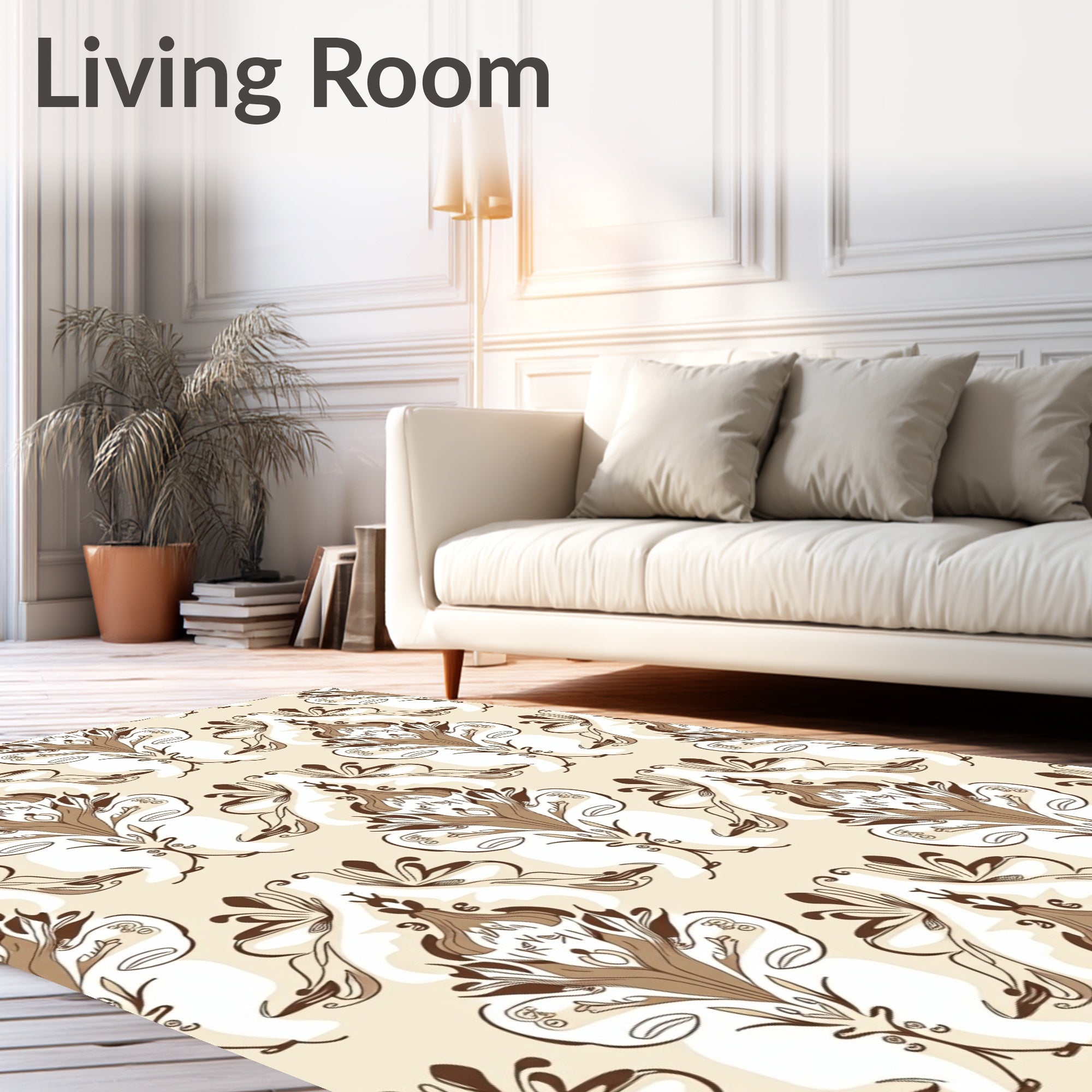 Antique Floral Damask Motif Rug