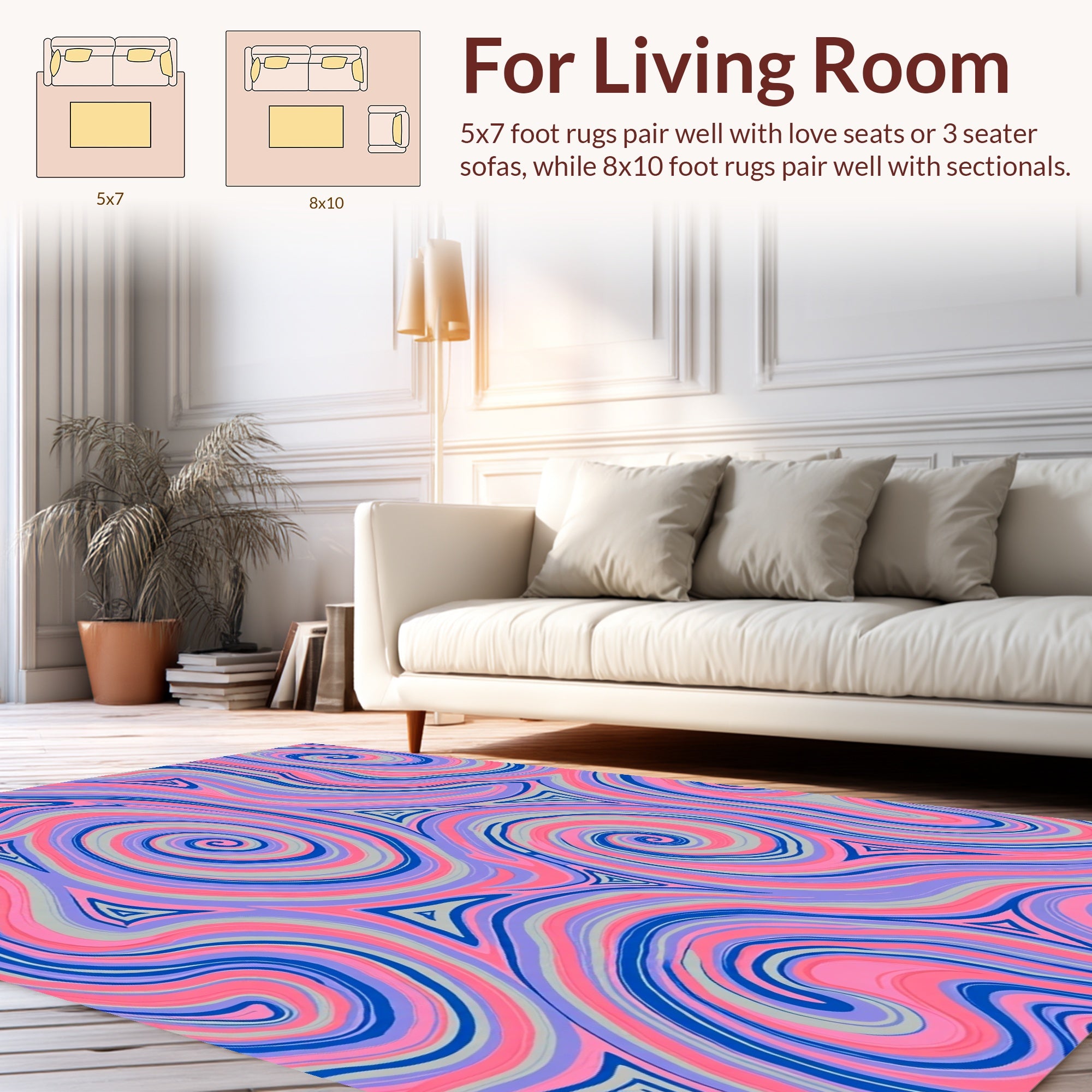 Trippy Swirls Pastel Pattern Rug