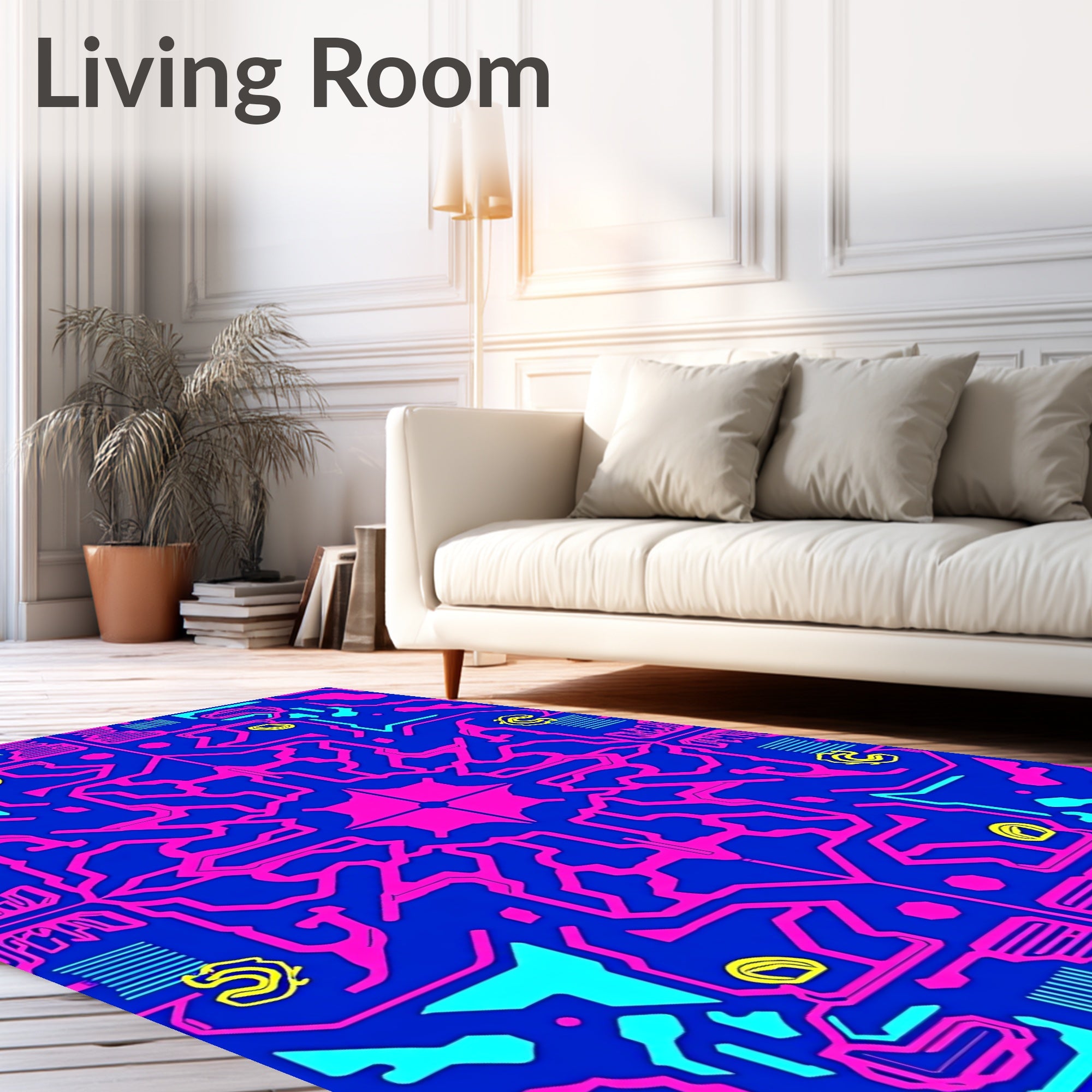Futuristic Circuit Board Abstract Design Rug