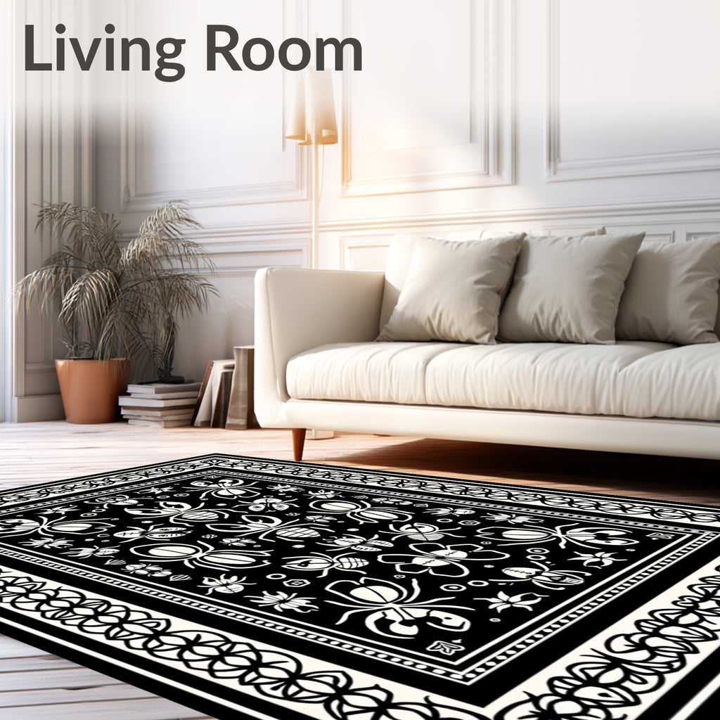 Bold Insect And Floral Pattern Rug