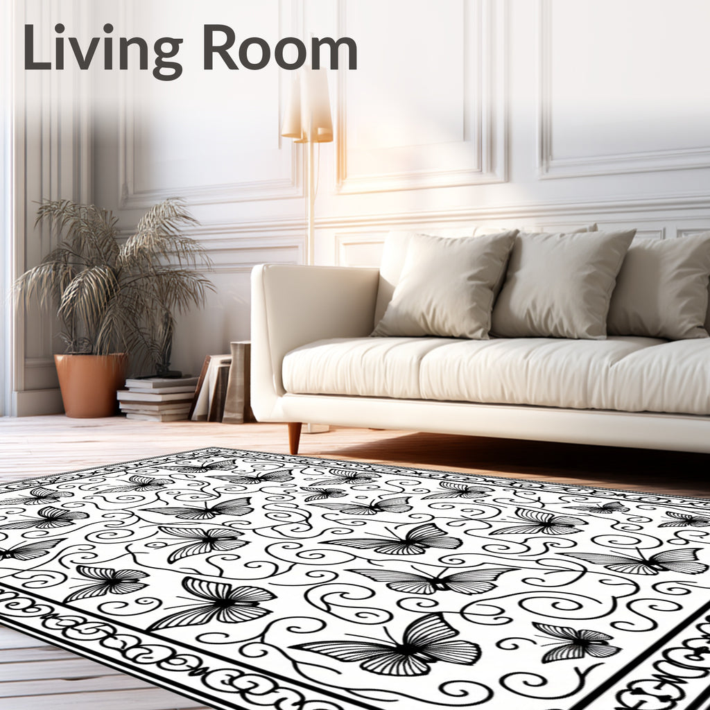 Intricate Butterfly Swirl Pattern Rug