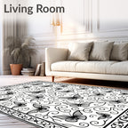 Intricate Butterfly Swirl Pattern Rug