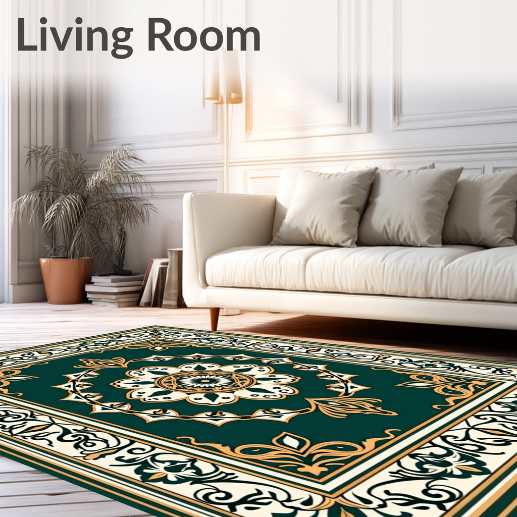 Ornate Floral Medallion With Regal Border Rug
