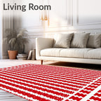 Bold Red Vertical Stripe Pattern Rug